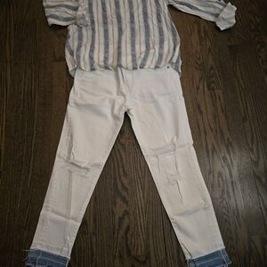 Soho Women's Boyfriend Jeans - White and Blue